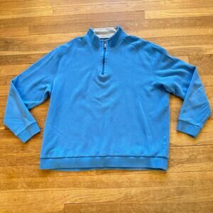 Paradise Collection baby blue collared zip golf sweatshirt top size XL b13